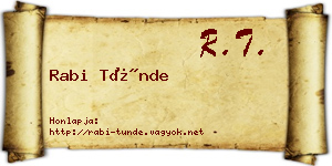 Rabi Tünde névjegykártya